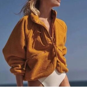 Women's free people Cozy Mustard Teddy Jacket sz L